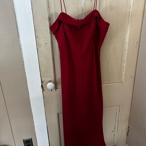 Vintage Red Slip Dress with Cowl Neck